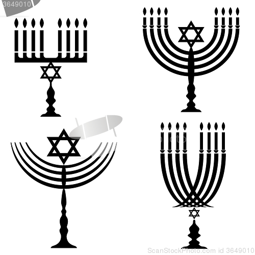 Image of Set of Menorah Silhouettes