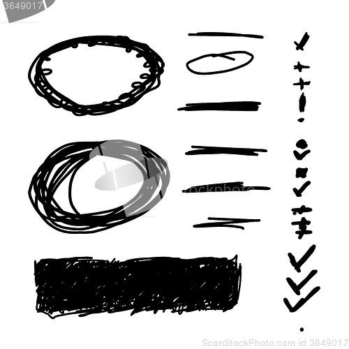 Image of Hand drawn frames, lines and circle collection