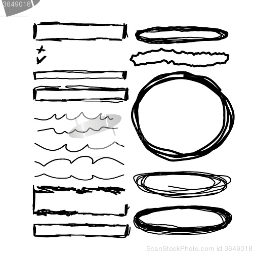 Image of Hand drawn frames, lines and circle collection