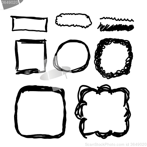 Image of Hand drawn frames, lines and circle collection