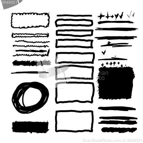 Image of Hand drawn frames, lines and circle collection