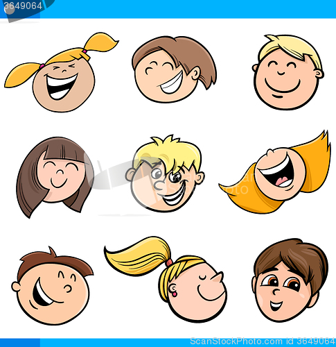Image of cartoon kids characters set
