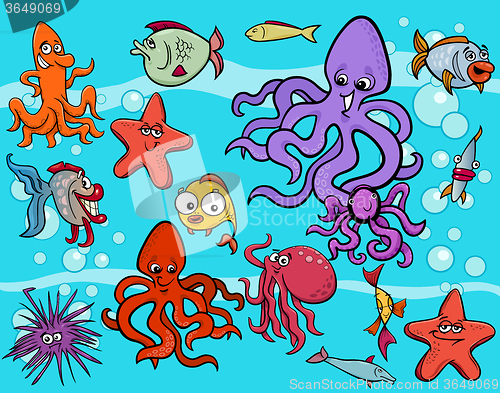 Image of sea life group cartoon