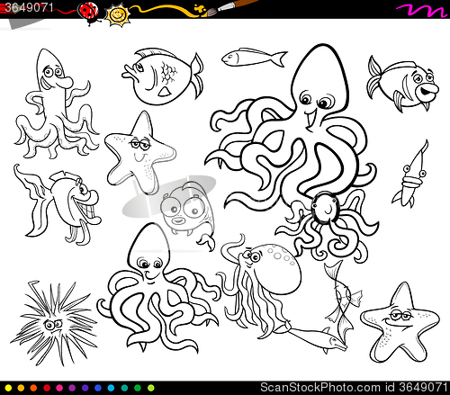 Image of sea life group coloring book