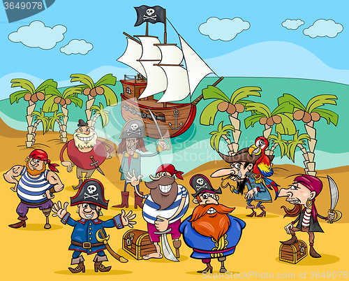 Image of pirates on treasure island cartoon