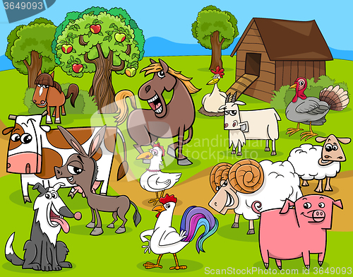 Image of farm animals group cartoon