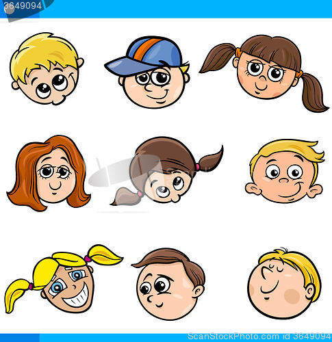 Image of children characters faces set