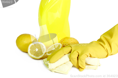 Image of A yellow bottle of household cleaner