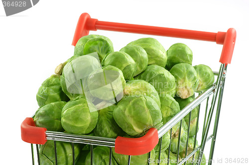 Image of Brussels sprouts in a shopping trolley