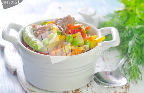 Image of baked vegetables with meat