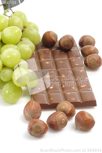 Image of Chocolate with fresh grapes