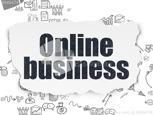 Image of Finance concept: Online Business on Torn Paper background