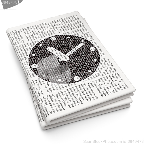 Image of Time concept: Clock on Newspaper background