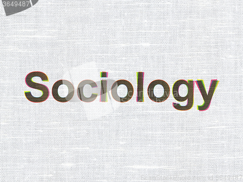 Image of Education concept: Sociology on fabric texture background