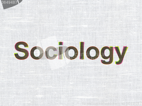 Image of Education concept: Sociology on fabric texture background