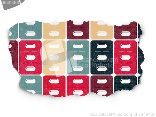 Image of Health concept: Pills Blister icons on Torn Paper background