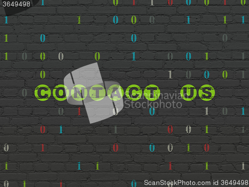 Image of Finance concept: Contact us on wall background