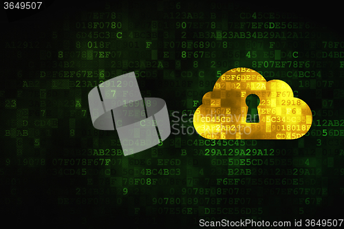 Image of Cloud technology concept: Cloud With Keyhole on digital background