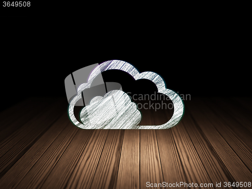 Image of Cloud computing concept: Cloud in grunge dark room