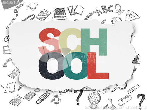 Image of Studying concept: School on Torn Paper background