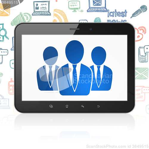 Image of News concept: Tablet Computer with Business People on display