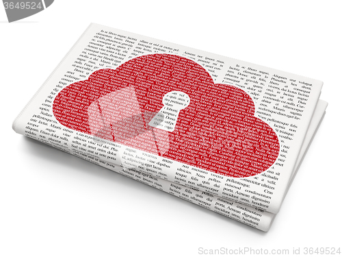 Image of Cloud computing concept: Cloud With Keyhole on Newspaper background