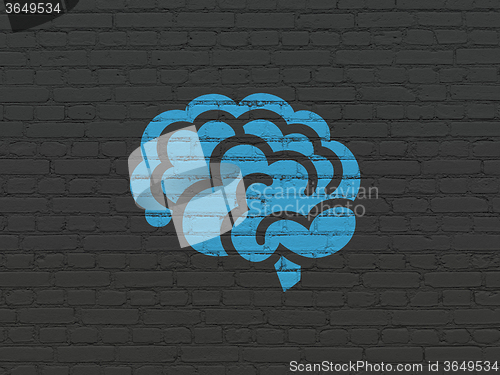 Image of Science concept: Brain on wall background