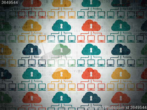 Image of Cloud computing concept: Cloud Network icons on Digital Paper background