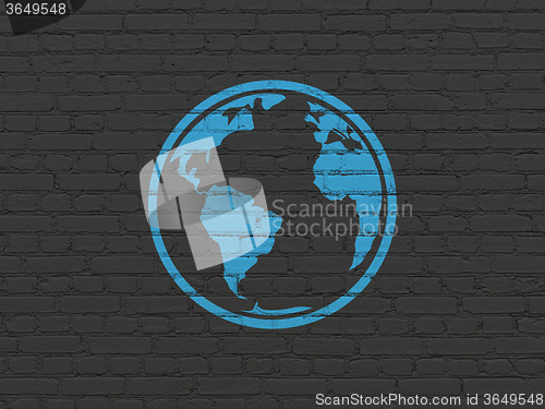 Image of Science concept: Globe on wall background