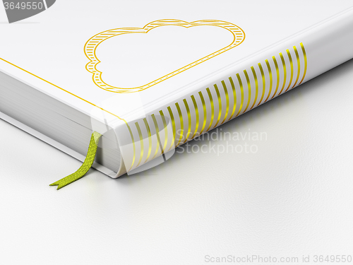 Image of Cloud computing concept: closed book, Cloud on white background