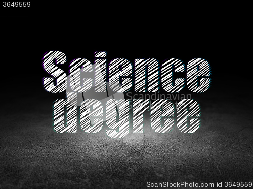 Image of Science concept: Science Degree in grunge dark room