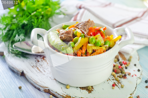 Image of baked vegetables with meat