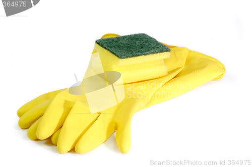 Image of Yellow rubber gloves