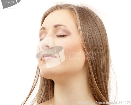 Image of beautiful woman with closed eyes