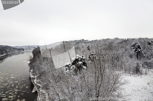 Image of winter river   Belarus. 