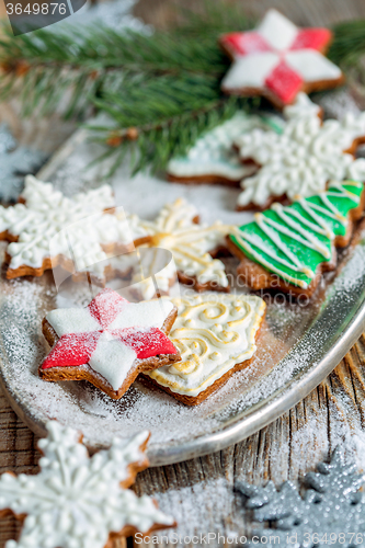 Image of Beautiful Christmas cookies on a tray.