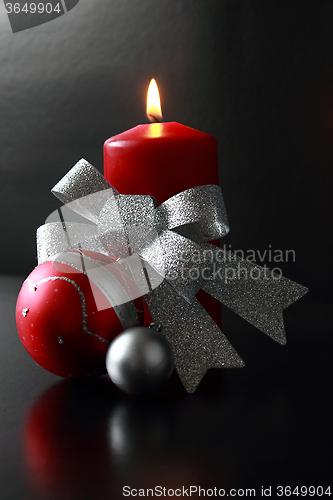 Image of Red stylish Christmas candle
