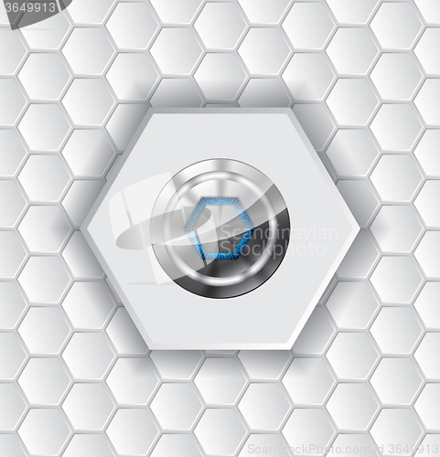 Image of Abstract background with hexagons and shiny button
