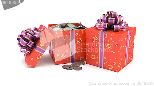 Image of Gift box with coins