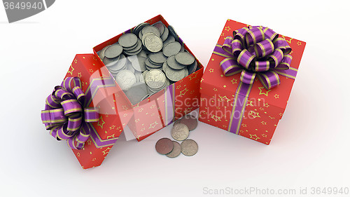 Image of Gift box with coins