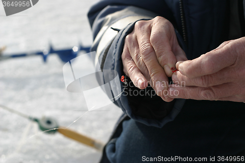 Image of Fishing tips in the hands of the fisherman