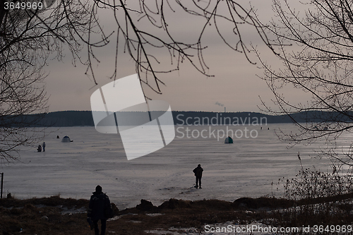 Image of Winter fishing in the early morning