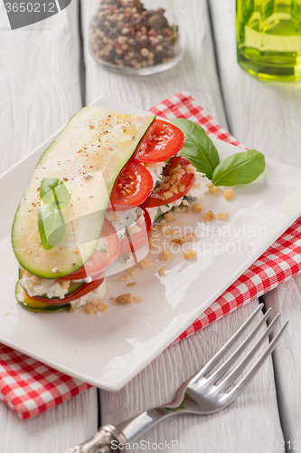 Image of Italian appetizer of vegetables and cheese