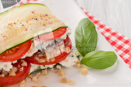 Image of Italian appetizer of vegetables and cheese