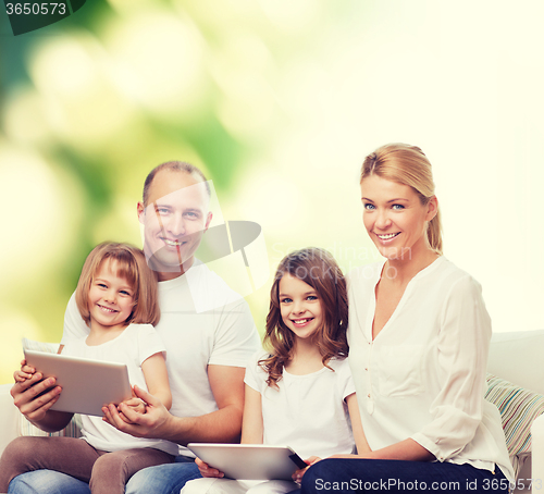 Image of happy family with tablet pc computers