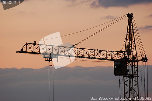 Image of Construction. Sunset