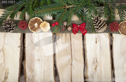 Image of Christmas background with wood