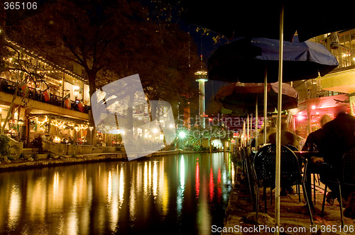 Image of San Antonio riverwalk at night