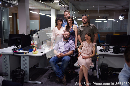 Image of portrait of business team at modern office