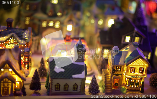 Image of Miniature Christmas village scene